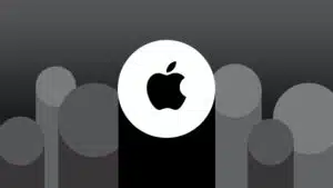 A black and white image of an apple logo.