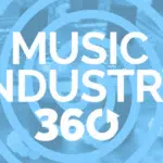 Music industry 360 logo with a blue background.