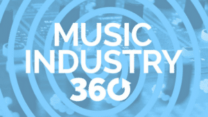 Music industry 360 logo with a blue background.