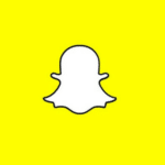 The snapchat logo on a yellow background.