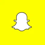 The snapchat logo on a yellow background.