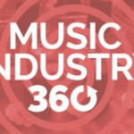 Music industry 360 logo with a red background.
