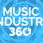 Music industry 360 logo with a blue background.