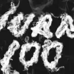 A black and white image of smoke with the word'maul'written on it.