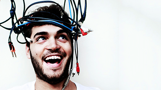 A man with wires on his head.