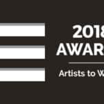The 2018 awards artists to watch logo on a black background.