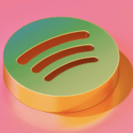 Spotify logo on a pink background.