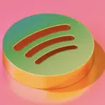 Spotify logo on a pink background.