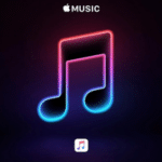 The apple music logo on a black background.