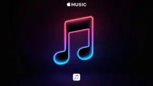 The apple music logo on a black background.