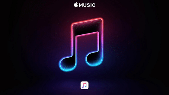 The apple music logo on a black background.