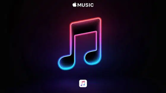 The apple music logo on a black background.