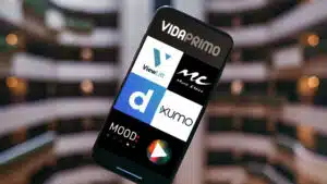 A smartphone with a number of different logos on it.