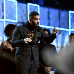 Drake on stage at the mtv music awards.