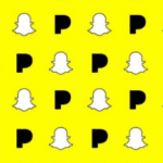 A pattern of black and white snaps on a yellow background.