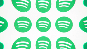 A group of green spotify logos on a white background.