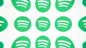 A group of green spotify logos on a white background.