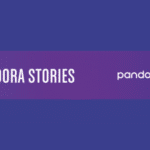 Pandora stories logo on a purple background.