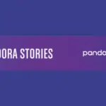 Pandora stories logo on a purple background.