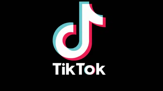 The tiktok logo on a black background.