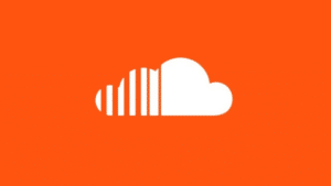 The soundcloud logo on an orange background.