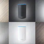 Four different colors of the amazon echo speaker.