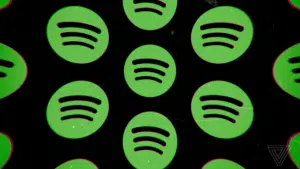 A green spotify logo on a black background.