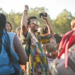 A group of people at a music festival.