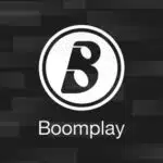 Boomplay logo on a black and white background.