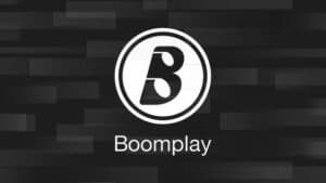 Boomplay logo on a black and white background.