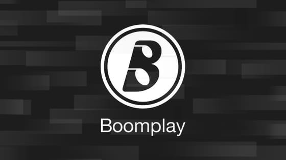 Boomplay logo on a black and white background.