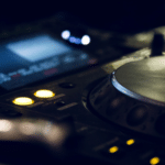 A close up of a dj turntable.