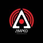 Amped logo on a black background.