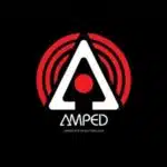 Amped logo on a black background.