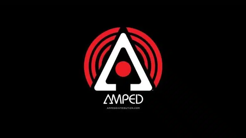 Amped logo on a black background.