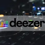 The Deezer logo prominently displayed on a DJ mixer.