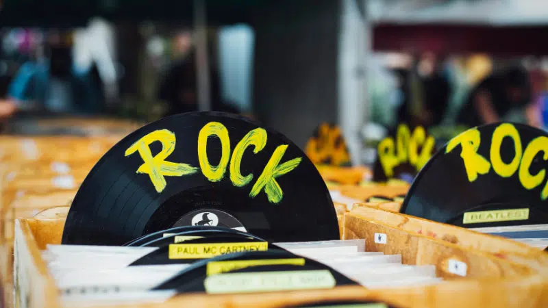 A stack of Rock records.