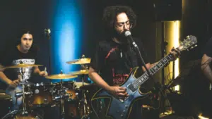 musicians on stage performing