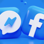 Two Facebook logos on a blue background.