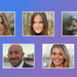 A group of people are smiling in front of a purple background during a Mental Health Live Q&A.