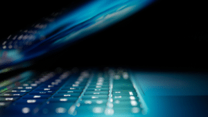 A close up image of a Web3 laptop keyboard.