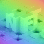 The word NFT on a vibrant background.