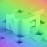 The word NFT on a vibrant background.