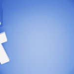Facebook logo on a blue background.