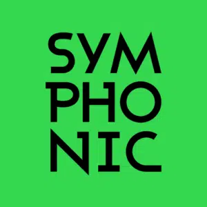 The logo for symphonic on a green background.