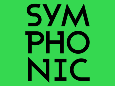 The logo for symphonic on a green background.