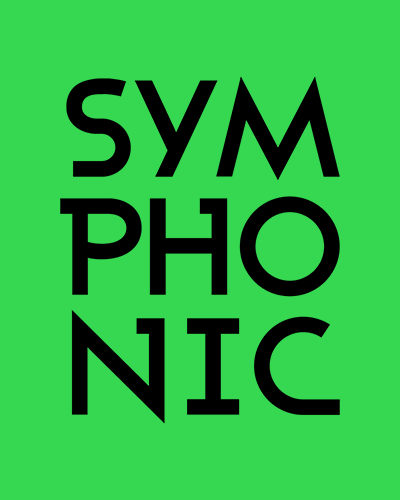 The logo for symphonic on a green background.