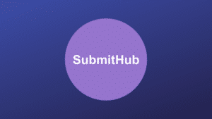 Logo of submithub featuring white symphonic text on a purple circle against a blue background.