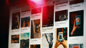 A picture of a screen with many pictures on it.