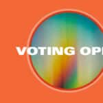 The voting open logo with a vibrant orange background for the Symphonic Awards.